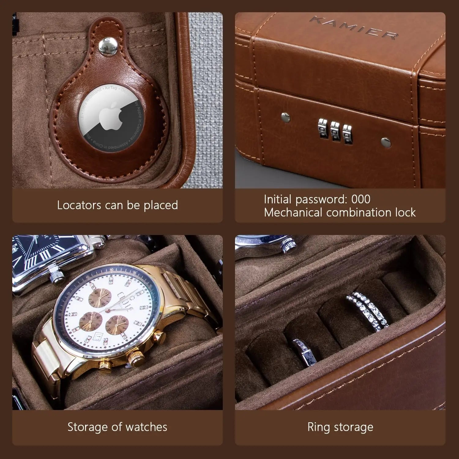 Watch Case & Jewelry Organizer with Combination Lock