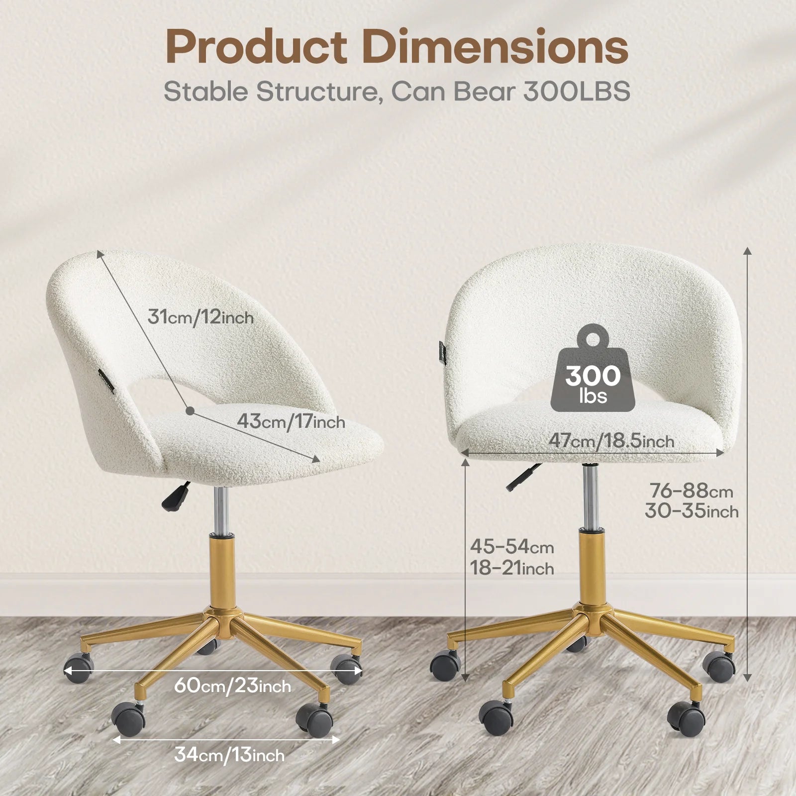 Makeup Vanity Desk  Adjustable Swivel Chair