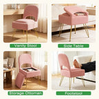 Vanity Chair with Storage & Cushioned Seat