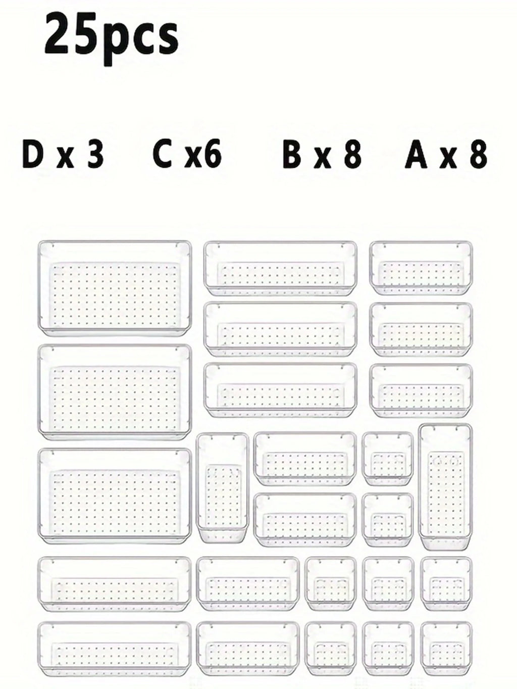 Acrylic Drawer Organizer - 25 Pcs