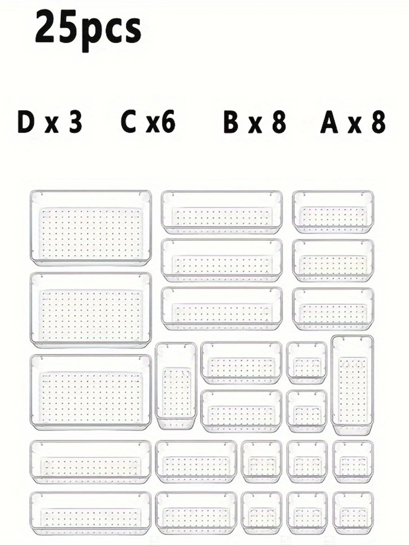 Acrylic Drawer Organizer - 25 Pcs