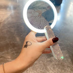 Rotatable Rhinestones Handle Makeup Mirror With LED Light