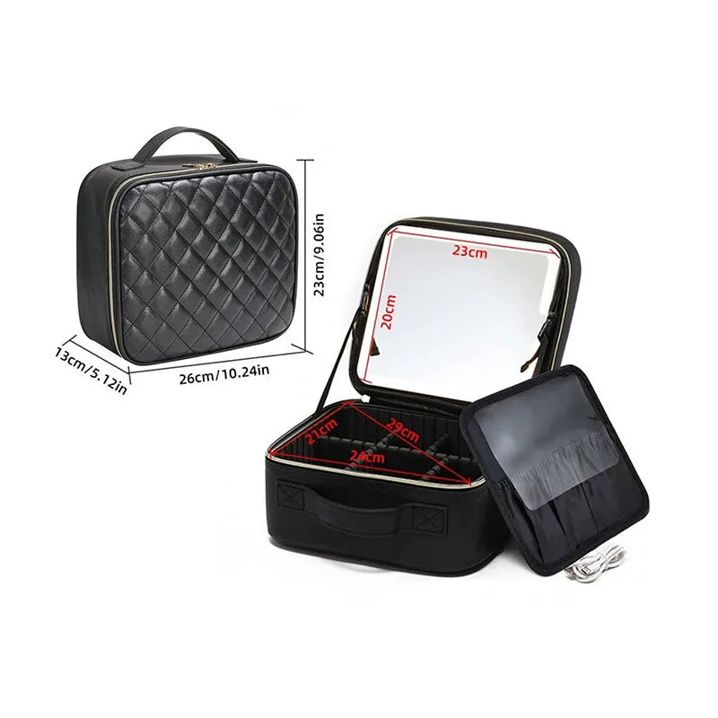 Makeup & Cosmetic Travel Box With LED Mirror [Small]