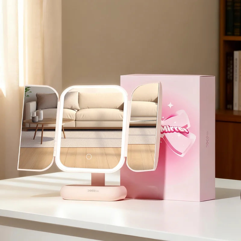 Trifold LED Makeup Mirror