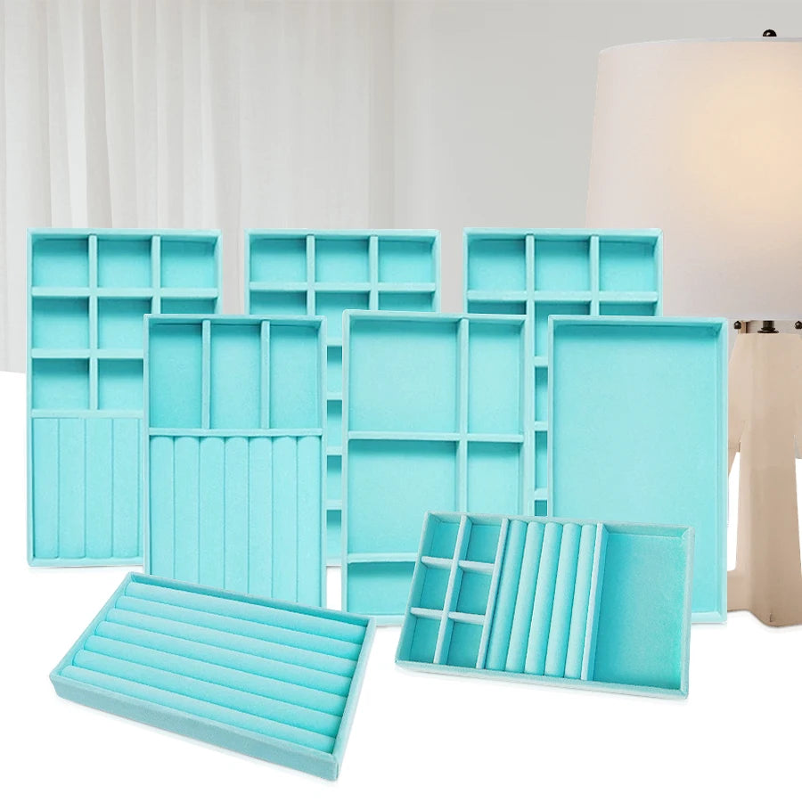 Luxury Velvet Drawer Organizer Tray [Light Blue]