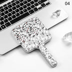 Square Handheld Mirror with Electroplated Ripple Design