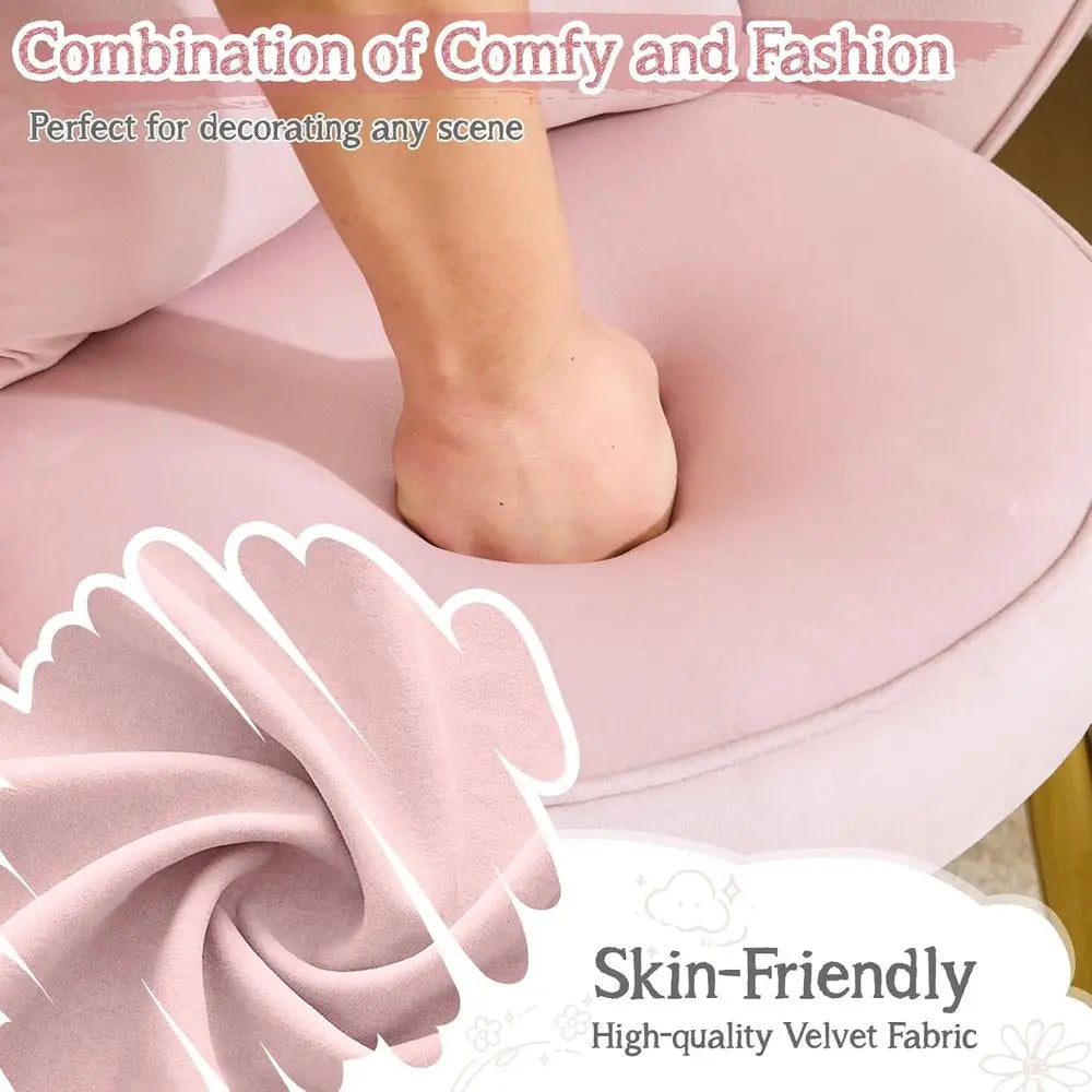 Vanity Chair with Adjustable Gold Legs and Pillow