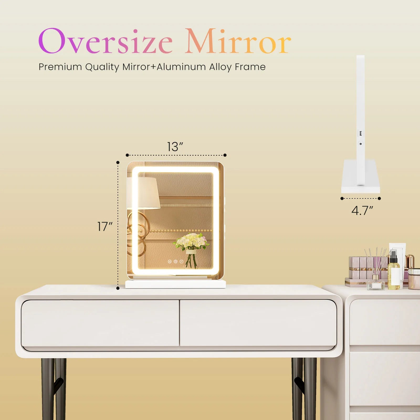 Tabletop Makeup Mirror With Aluminum Frame