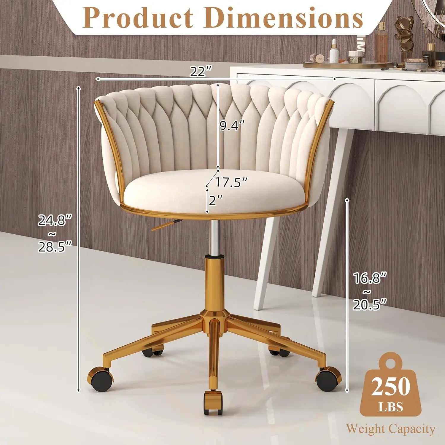 Vanity Chair With Gold Base
