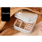 Luxury Bling Rhinestone Double Layer Jewelry Box  With Mirror