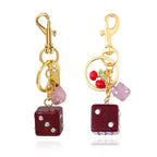 Dice Shape Crystal Bag Keychain