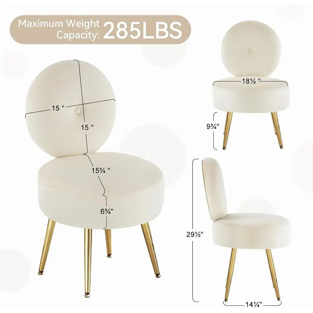 Khaki Vanity Chair with Backrest