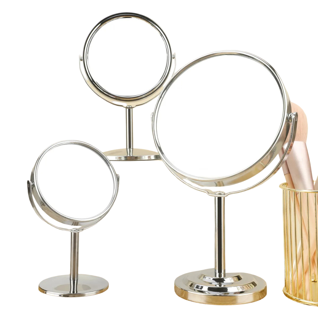 Double Side Standing Makeup Mirror With 2x Magnification [3/4/5 Inches]
