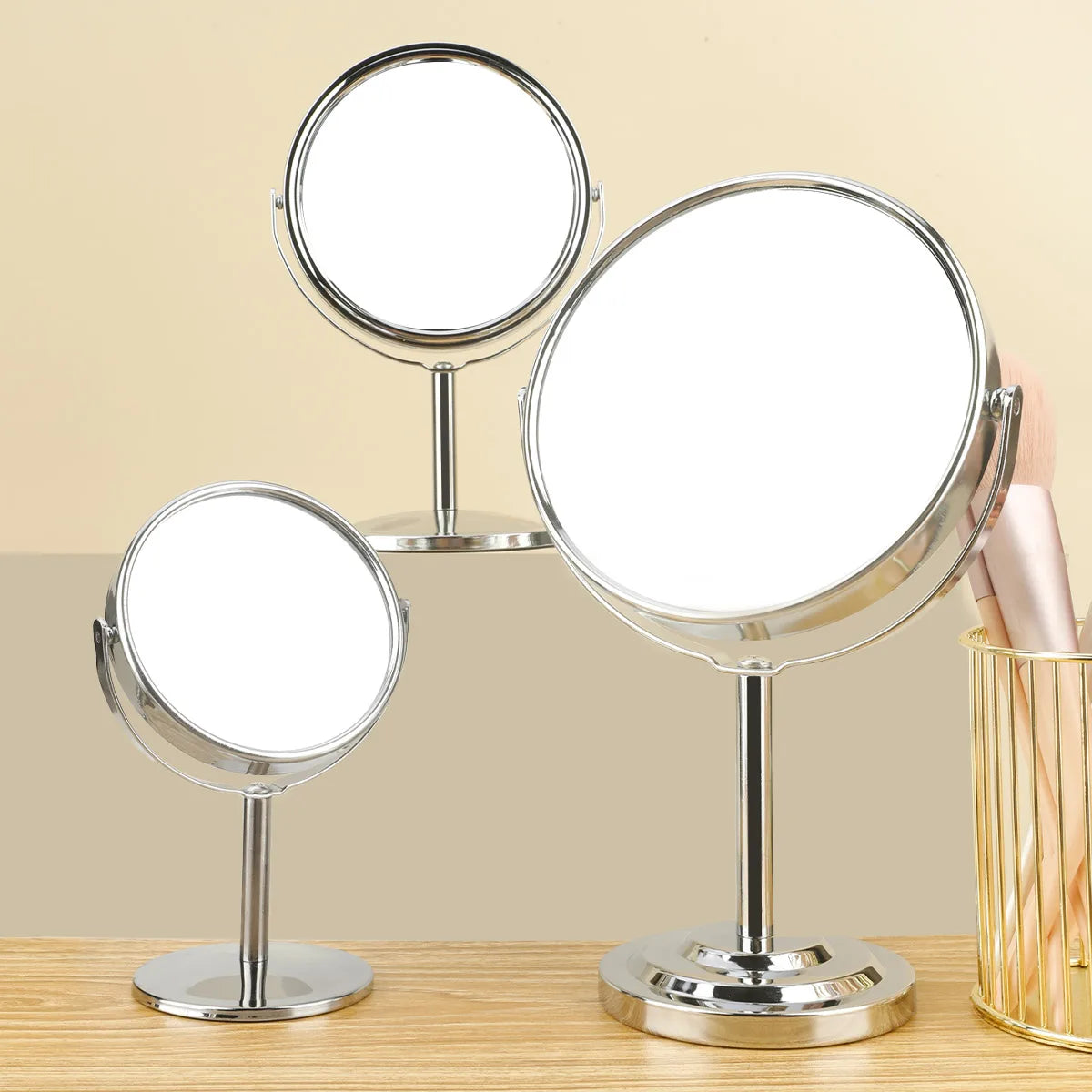 Double Side Standing Makeup Mirror With 2x Magnification [3/4/5 Inches]