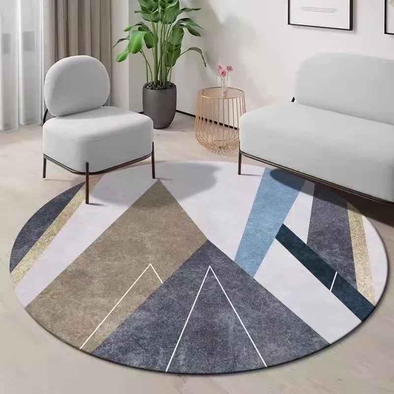Geometric Round Vanity Desk Rug