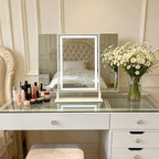 Tabletop Foldable Makeup Mirror With LED Light