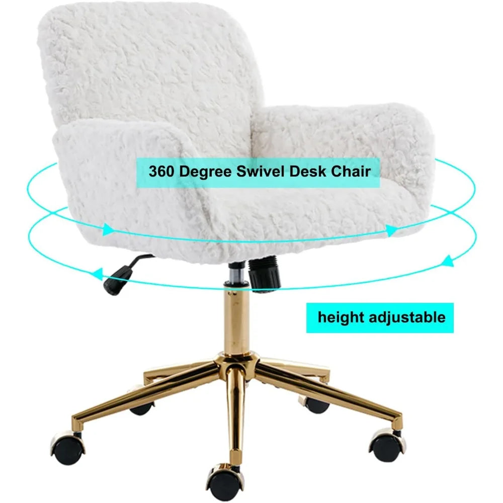 Fluffy Faux Fur Vanity Chair