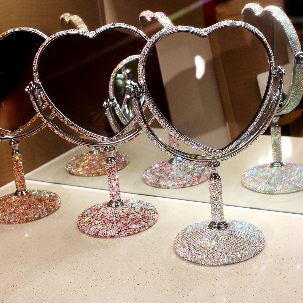 HeartGlow 360° Makeup Mirror (Double-Sided Heart Shape)