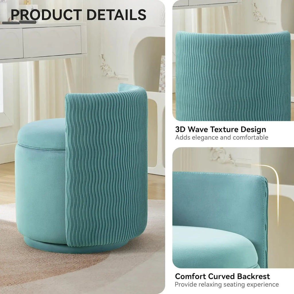 360° Swivel Dressing Table Stool - Teal