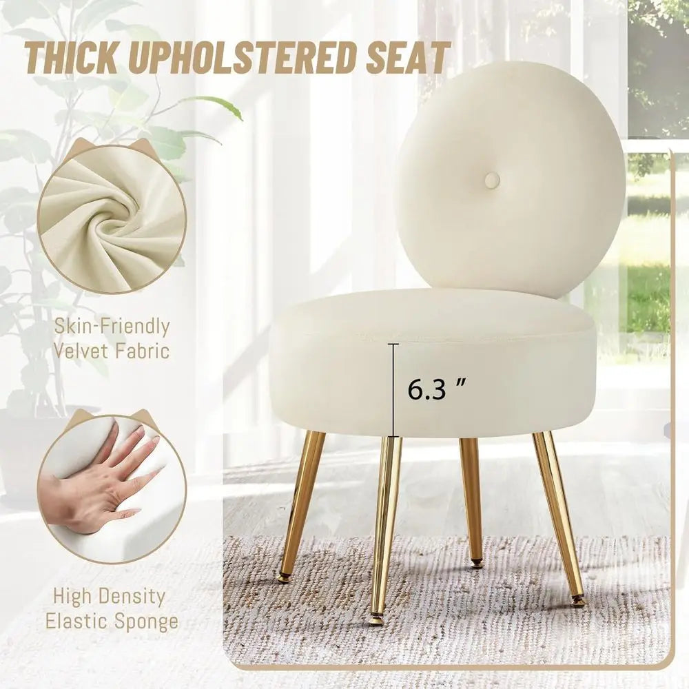 Khaki Vanity Chair with Backrest