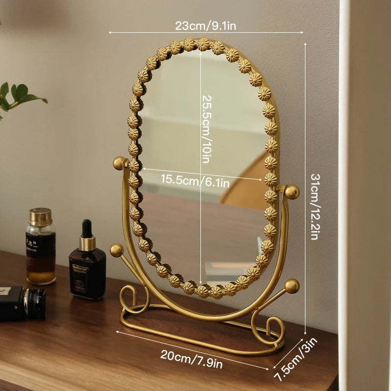 Luxury European Style Vertical Dressing Mirror with Gold Frame