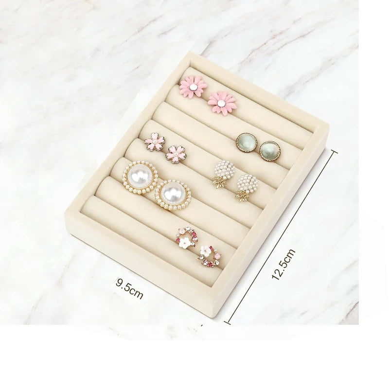 Luxury Velvet Drawer Organizer Tray [Beige]