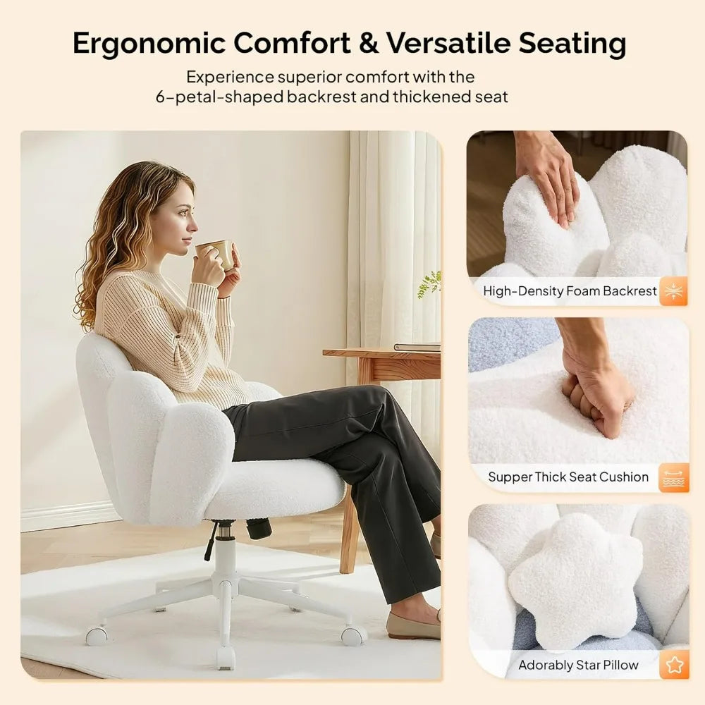 Petal Shape Vanity Chair With Star Pillow