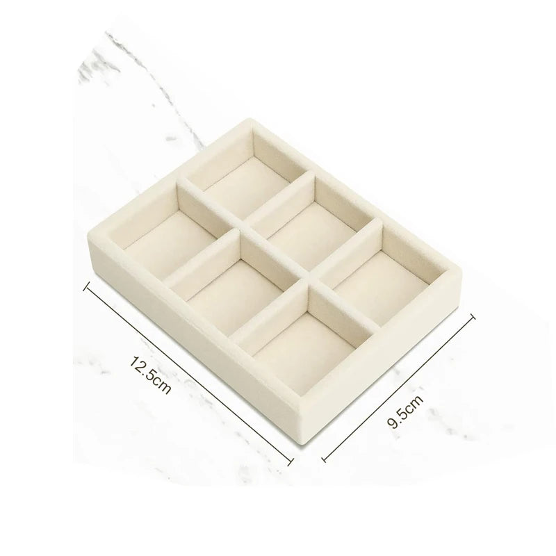 Luxury Velvet Drawer Organizer Tray [Beige]