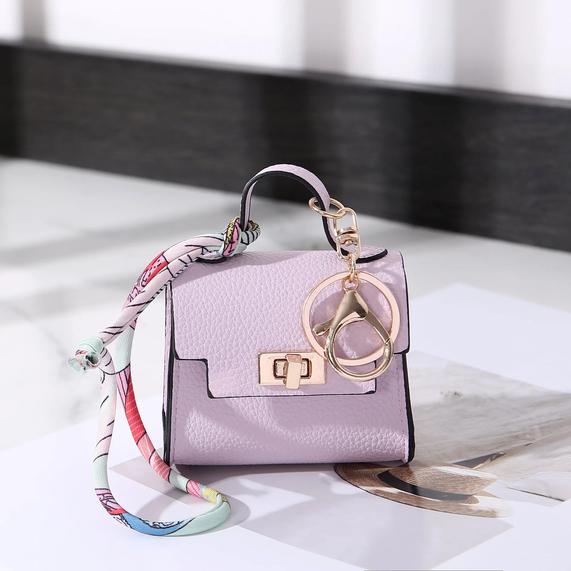 Luxury Mini Leather Bag Keychain For Purse