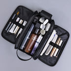 Large Multi Pocket Pure Leather Makeup Pouch