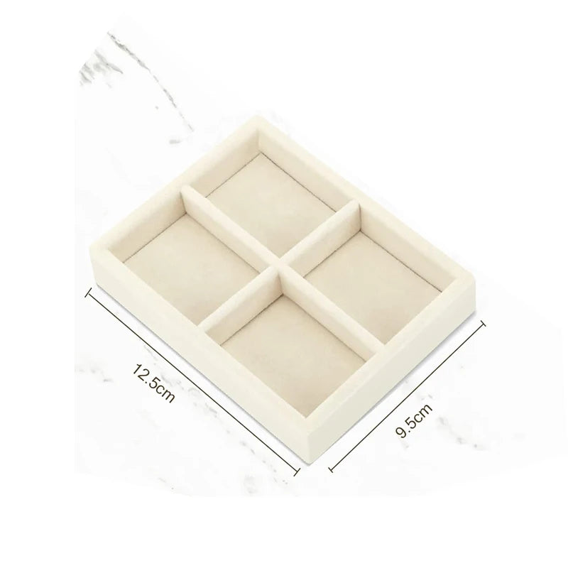 Luxury Velvet Drawer Organizer Tray [Beige]