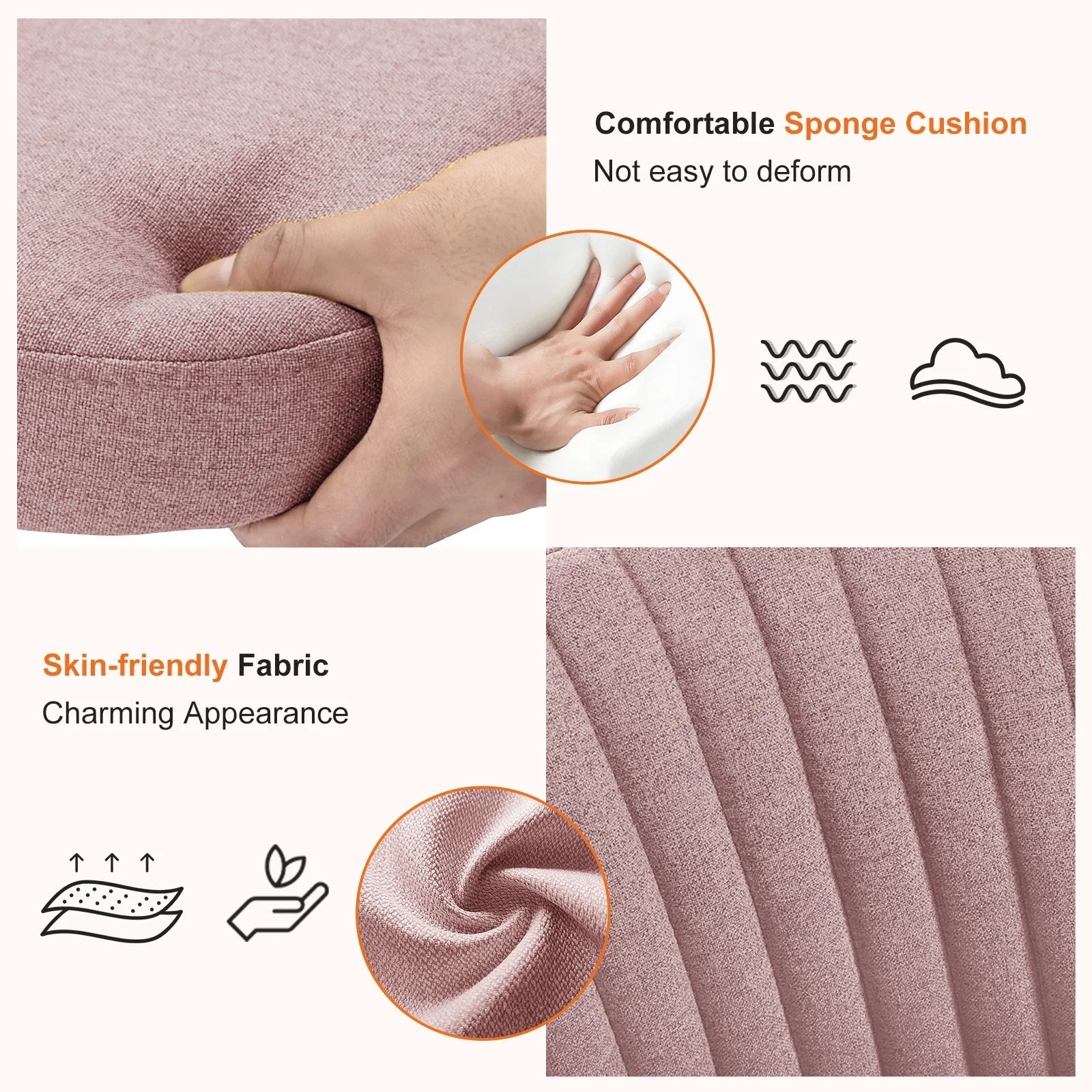 Armless Vanity Swivel Chair with Modern Fabric