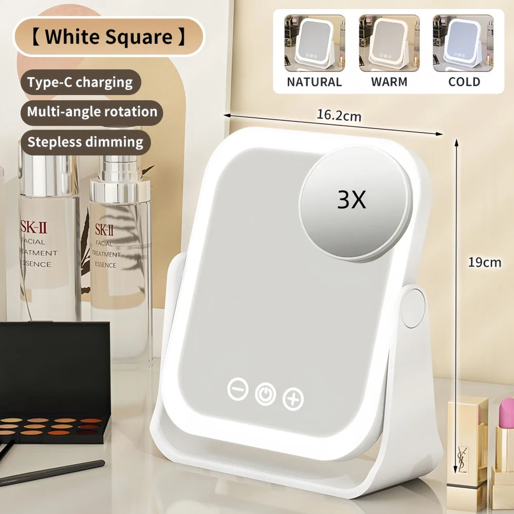 Double-Sided LED Makeup Mirror With 3X Magnifier