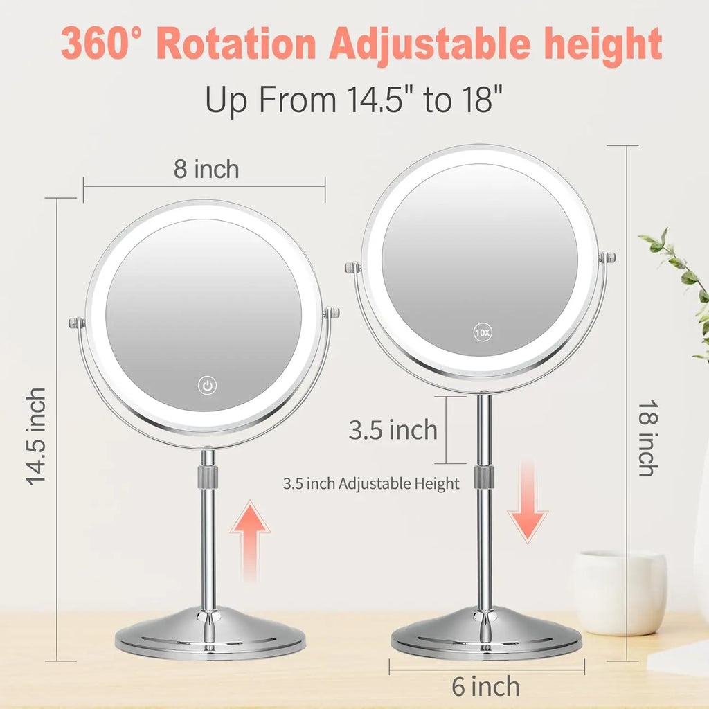 Rechargeable Double-Sided Makeup Mirror - 8 Inches