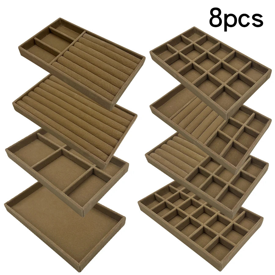 Luxury Velvet Drawer Organizer Tray [Brown]