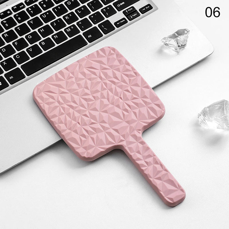 Square Handheld Mirror with Electroplated Ripple Design