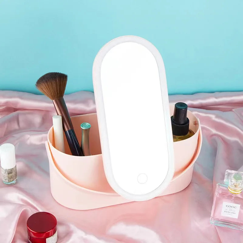 Makeup Organizer Box with LED Mirror
