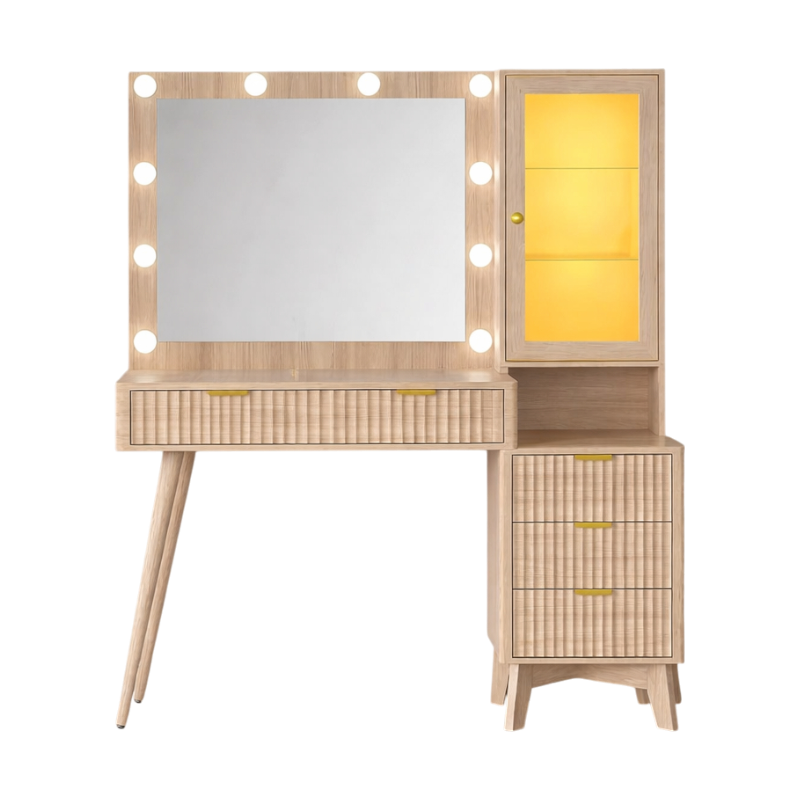 Vanity Desk With LED Mirror - 5 Drawers