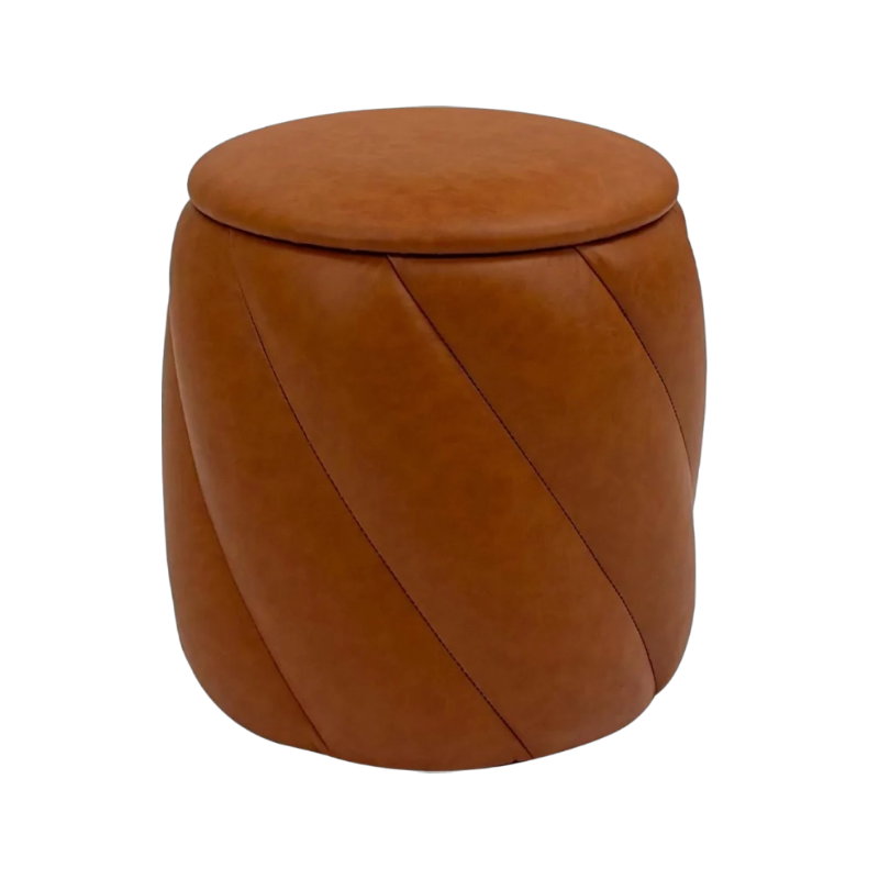 Round Ottoman Vanity Stool - Brown