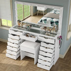 15 Drawers Vanity Set - White