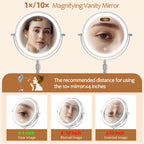 Double Side Standing Makeup Mirror With LED Light and 10x Magnification [8 Inch]