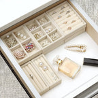 Luxury Velvet Drawer Organizer Tray [Beige]
