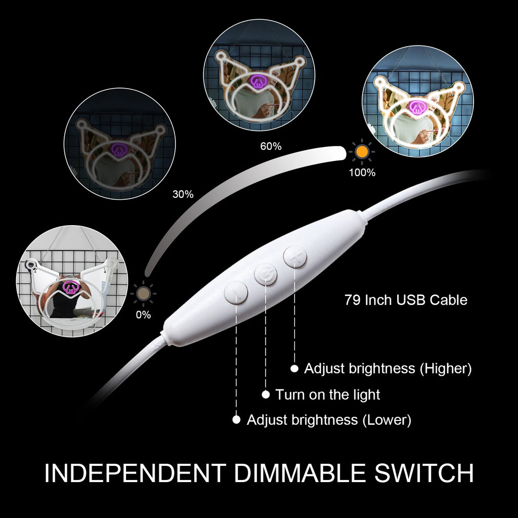 Kuromi Decor Mirror Neon Light