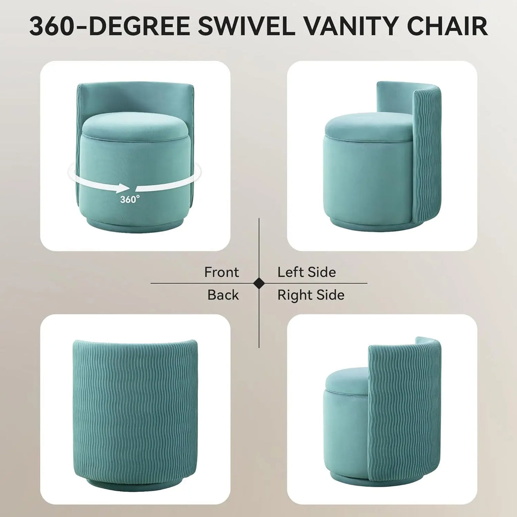 360° Swivel Dressing Table Stool - Teal