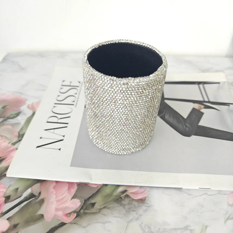 Rhinestone Makeup Brushes With Organizer Bucket