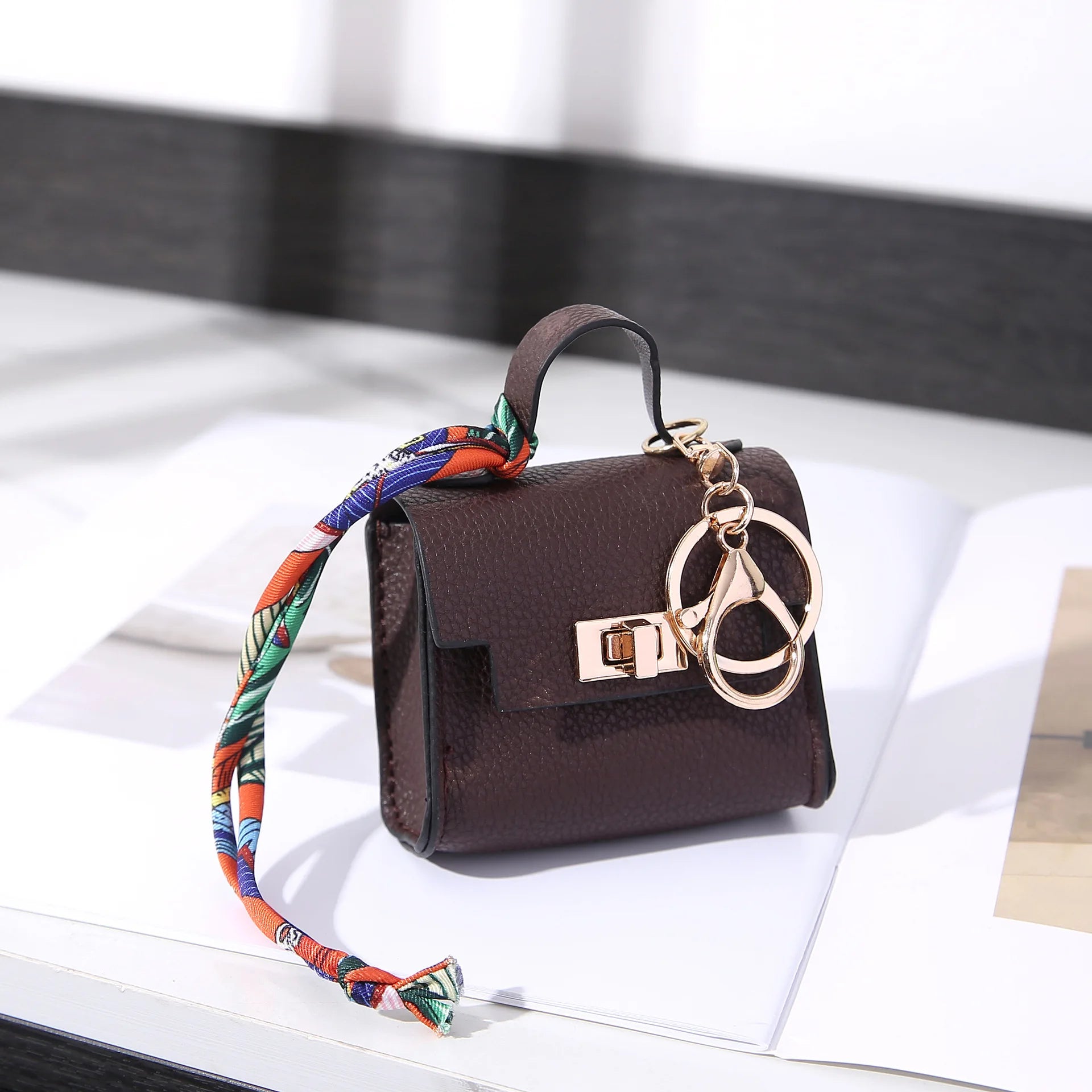 Luxury Mini Leather Bag Keychain For Purse