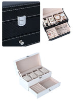 Pure Leather Double Layer Multi Purpose Jewelry & Watch Storage Box