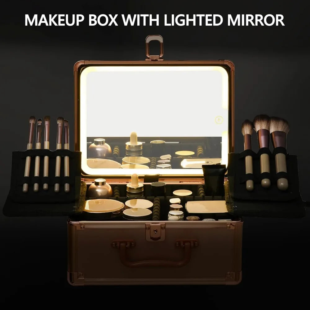 Makeup Case with Detachable Mirror - Rose Gold