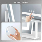 LED Vanity Mirror With Detachable 10X Magnification - 15.2 Inches
