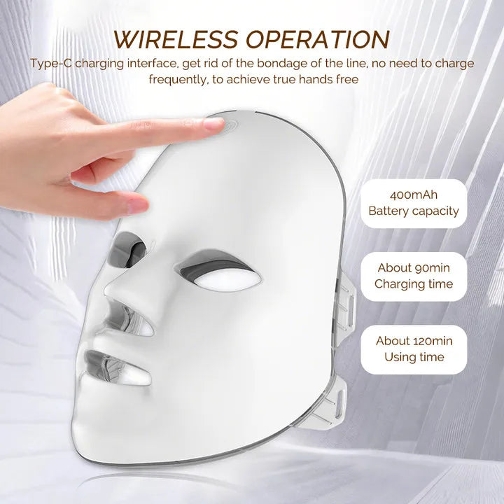 Wireless LED Light Therapy Face Mask with 7 Colors